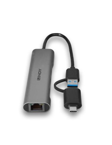 Lindy 43379 hub de interfaz USB 3.2 Gen 1 (3.1 Gen 1) Type-A + Type-C 5000 Mbit/s Gris