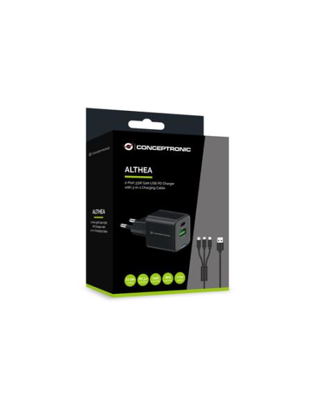 Conceptronic ALTHEA16B cargador de dispositivo móvil Universal Negro Corriente alterna Carga rápida Interior