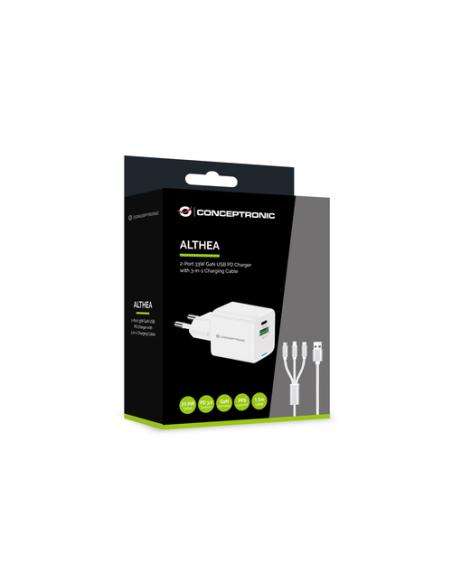 Conceptronic ALTHEA16W cargador de dispositivo móvil Universal Blanco Corriente alterna Carga rápida Interior