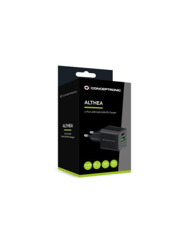 Conceptronic ALTHEA15B cargador de dispositivo móvil Universal Negro Corriente alterna Carga rápida Interior