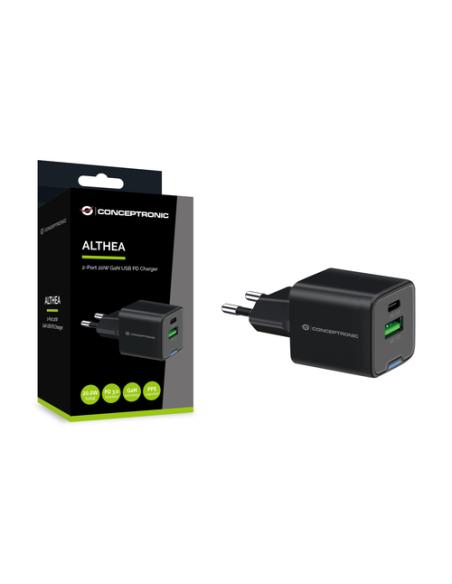 Conceptronic ALTHEA15B cargador de dispositivo móvil Universal Negro Corriente alterna Carga rápida Interior