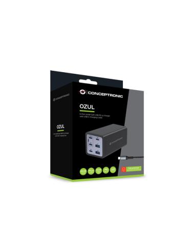 Conceptronic OZUL06BE cargador de dispositivo móvil Universal Negro Corriente alterna Carga rápida Interior