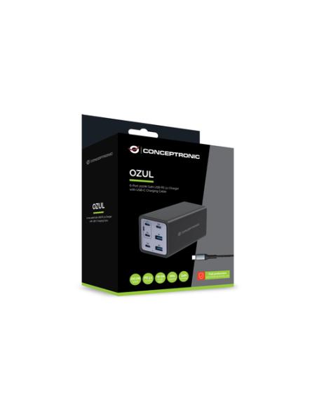 Conceptronic OZUL06BE cargador de dispositivo móvil Universal Negro Corriente alterna Carga rápida Interior