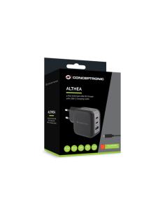 Conceptronic ALTHEA17B cargador de dispositivo móvil Universal Negro Corriente alterna Carga rápida Interior 2