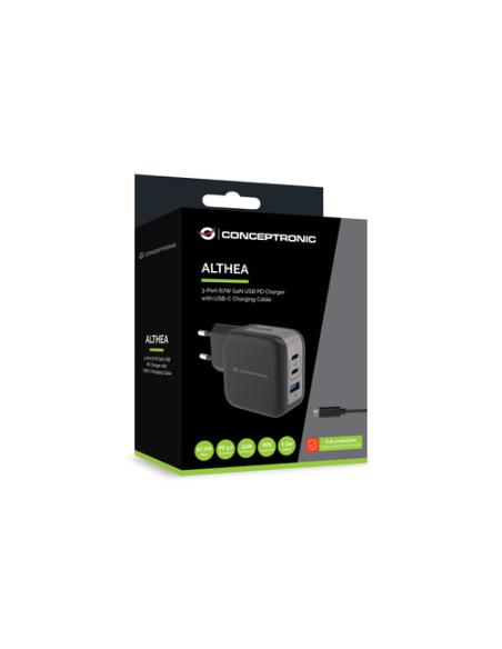 Conceptronic ALTHEA17B cargador de dispositivo móvil Universal Negro Corriente alterna Carga rápida Interior