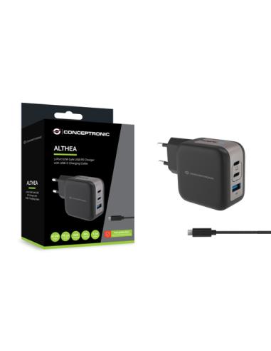 Conceptronic ALTHEA17B cargador de dispositivo móvil Universal Negro Corriente alterna Carga rápida Interior