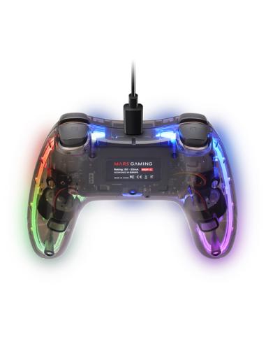 Mars Gaming MGP-C, Gamepad Profesional Neón RGB, Vibración Háptica Dual, Joysticks Analógicos, Mando para PC, Switch, PS3, Raspb
