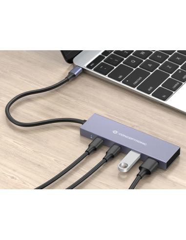 Conceptronic HUBBIES13G hub de interfaz USB 3.2 Gen 2 (3.1 Gen 2) Type-C 10000 Mbit/s Gris