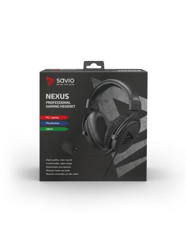 Savio NEXUS Auriculares Alámbrico Casco Juego Negro
