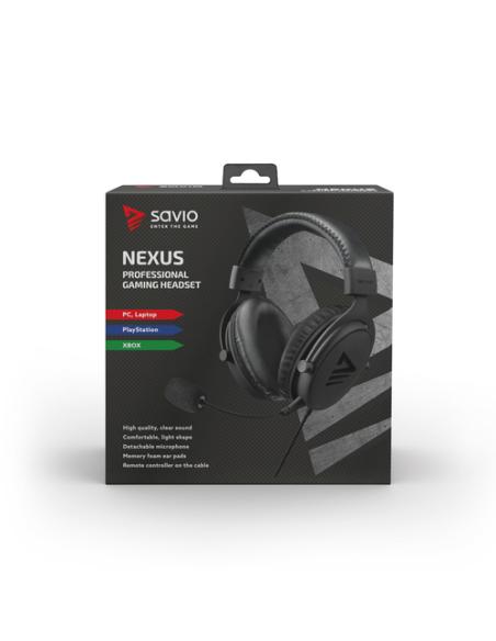 Savio NEXUS Auriculares Alámbrico Casco Juego Negro