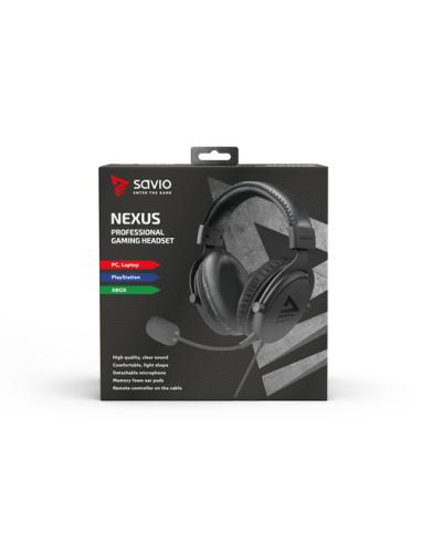Savio NEXUS Auriculares Alámbrico Casco Juego Negro