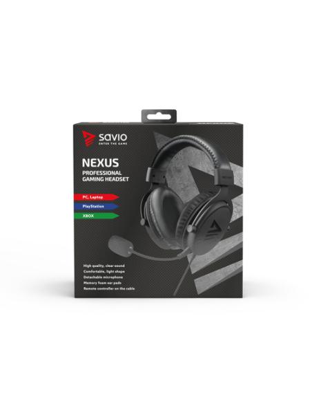 Savio NEXUS Auriculares Alámbrico Casco Juego Negro
