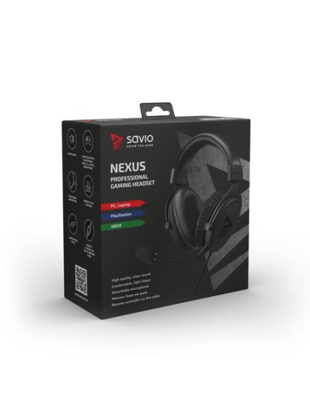 Savio NEXUS Auriculares Alámbrico Casco Juego Negro