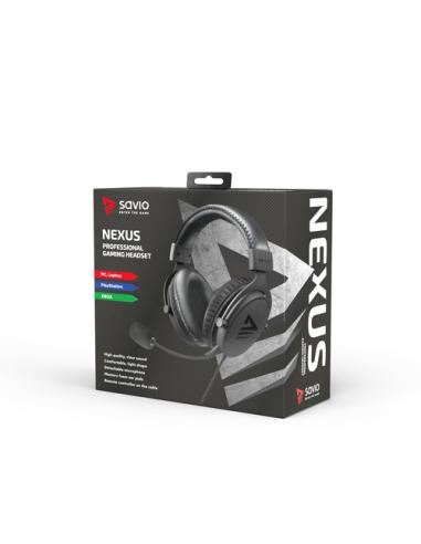 Savio NEXUS Auriculares Alámbrico Casco Juego Negro