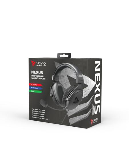 Savio NEXUS Auriculares Alámbrico Casco Juego Negro