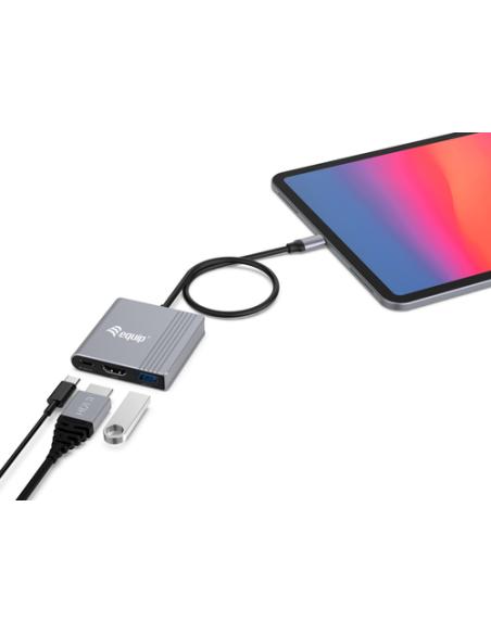 Equip Adaptador 3 en 1 USB-C a HDMI / USB-A / USB PD, 4K/60Hz, 100W USB PD