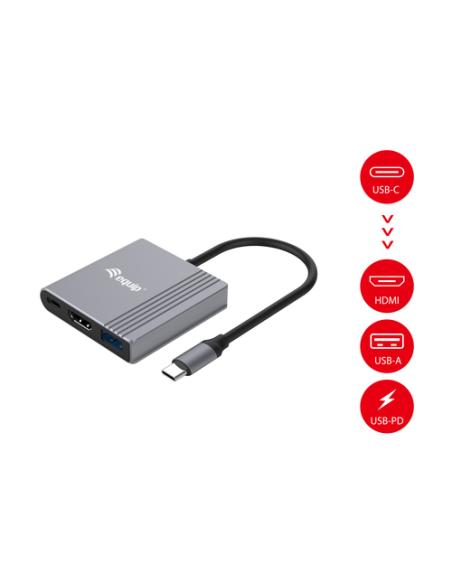 Equip Adaptador 3 en 1 USB-C a HDMI / USB-A / USB PD, 4K/60Hz, 100W USB PD