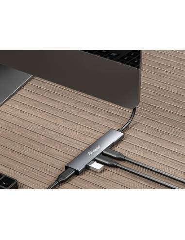 Equip 128963 hub de interfaz USB 3.2 Gen 1 (3.1 Gen 1) Type-C 5000 Mbit/s Negro, Plata
