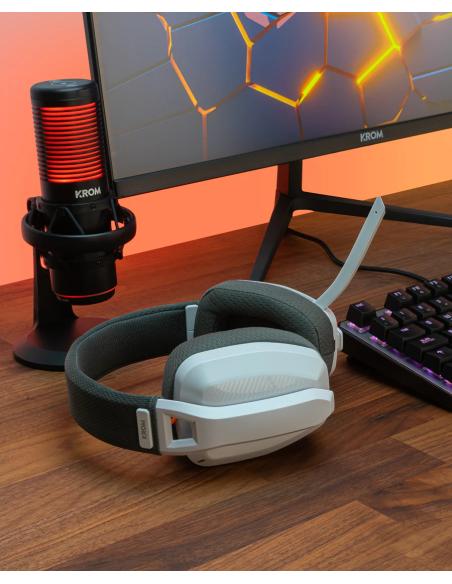 Krom Kanji Auriculares Inalámbrico y alámbrico Diadema Juego USB Tipo C Bluetooth Blanco