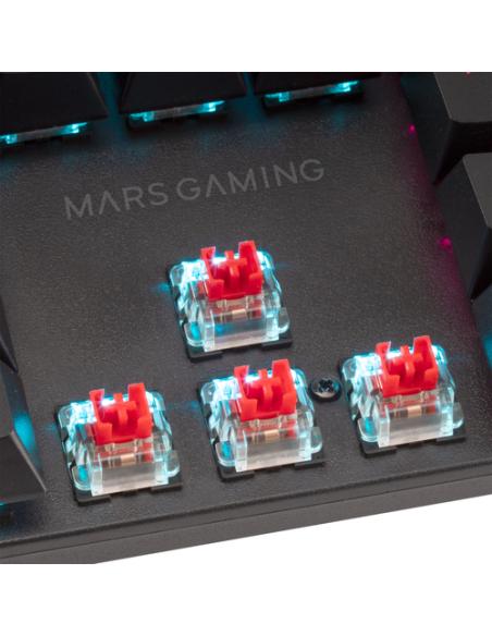 Mars Gaming MK422, Teclado Mecánico Gaming RGB, Antighosting, Switch Mecánico Azul, Idioma Italiano, Negro