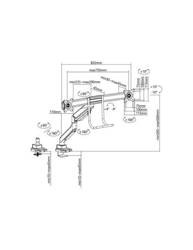 Equip Soporte de sobremesa para dos monitores de 17"-32