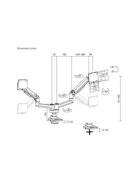Equip Soporte de escritorio para monitor doble de 17«-35», blanco