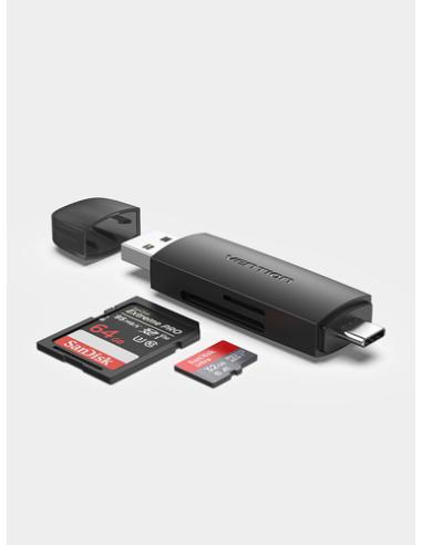 Vention Lector de Tarjetas Externo CLKB0/ USB 3.0 y USB Tipo-C