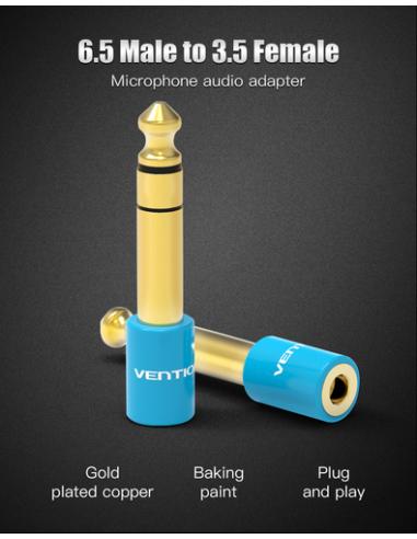 Vention Adaptador Jack VAB-S01-L/ Jack 6.5 Macho - Jack 3.5 Hembra/ Azul