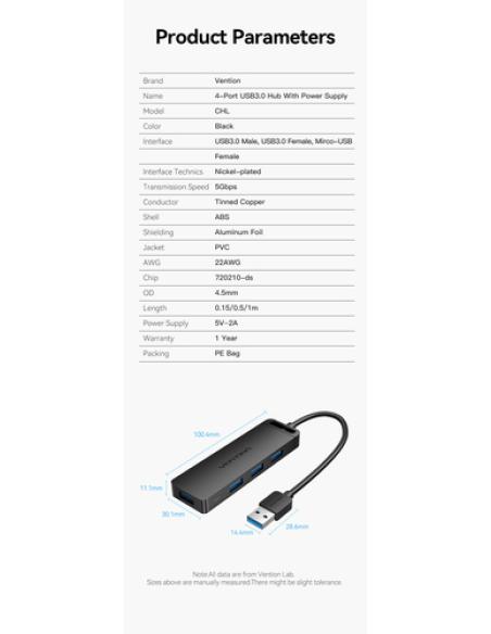 Vention Hub USB 3.0 CHLBD/ 4xUSB/ 50cm