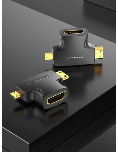 Vention Adaptador HDMI 2 en 1 AGFB0/ HDMI Hembra a Micro HDMI Macho - Mini HDMI Macho