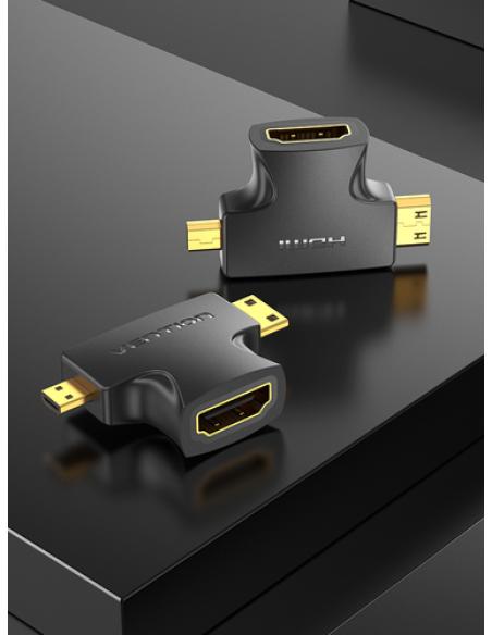 Vention Adaptador HDMI 2 en 1 AGFB0/ HDMI Hembra a Micro HDMI Macho - Mini HDMI Macho