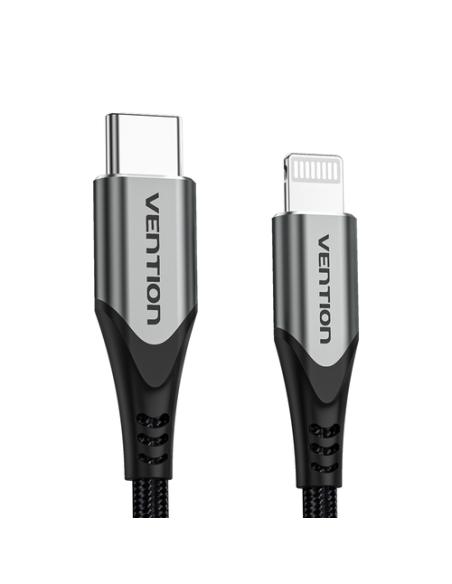 Vention Cable USB 2.0 Tipo-C Lightning TACHH/ USB Tipo-C Macho - Lightning Macho/ 2m/ Gris y Negro