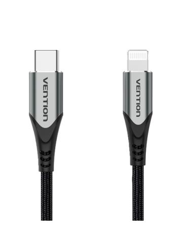 Vention Cable USB 2.0 Tipo-C Lightning TACHH/ USB Tipo-C Macho - Lightning Macho/ 2m/ Gris y Negro