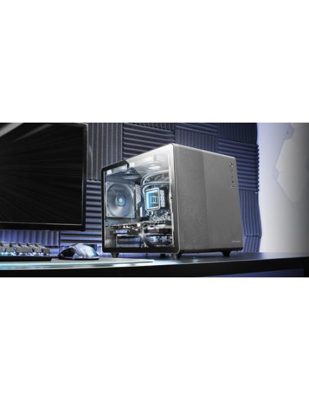 Mars Gaming MC-MPRO Negro, Caja Profesional Compacta Micro-ATX, Ventana Lateral Completa Cristal Templado, 3x Ventiladores 120mm