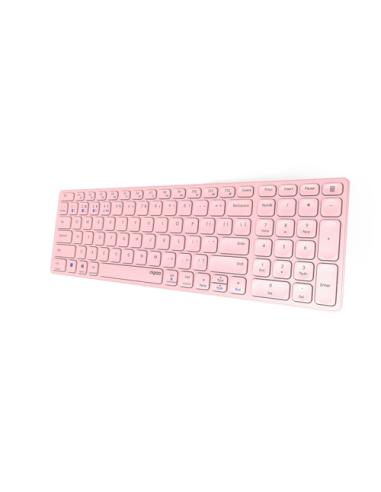 Rapoo E9700M teclado Oficina RF Wireless + Bluetooth QWERTY Inglés internacional Rosa
