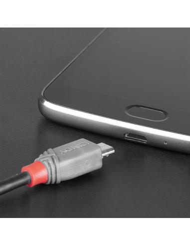 Lindy 36892 cable USB USB 2.0 2 m USB C Micro-USB B Negro, Gris