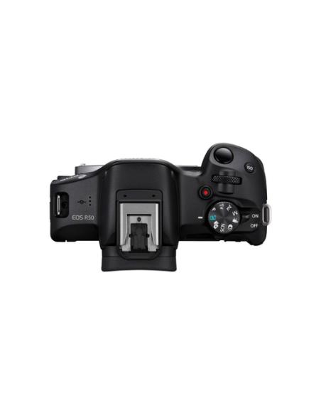 Canon EOS R50, Black + RF-S 18-45mm F4.5-6.3 IS STM Kit MILC 24,2 MP CMOS 6000 x 4000 Pixeles Negro