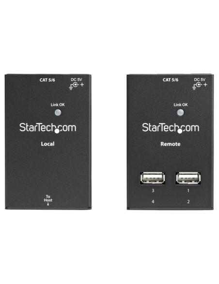 StarTech.com Extensor Alargador USB 2.0 de 4 Puertos por Cable Cat5 o Cat6 - Extensor Compacto USB 2.0 por Ethernet - Hasta 40 M