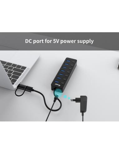 Equip 128965 hub de interfaz USB 3.2 Gen 1 (3.1 Gen 1) Type-A 5000 Mbit/s Negro