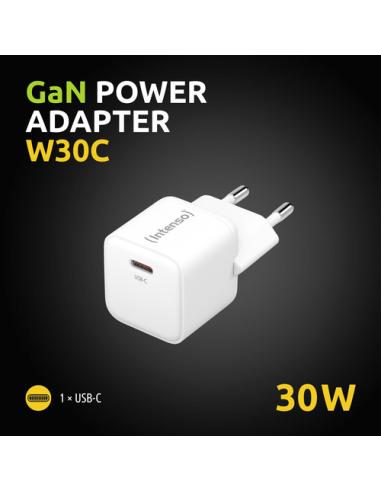 Intenso POWER ADAPTER USB-C GAN/7803022 Universal Blanco Corriente alterna Carga rápida Interior