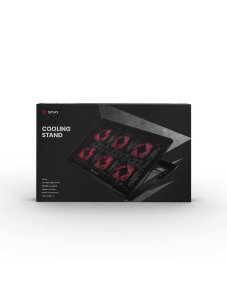 Savio Laptop cooling pad 6 backlit fans 2000 RPM COS-01 almohadilla fría 43,9 cm (17.3") Negro, Rojo