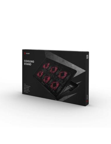 Savio Laptop cooling pad 6 backlit fans 2000 RPM COS-01 almohadilla fría 43,9 cm (17.3") Negro, Rojo