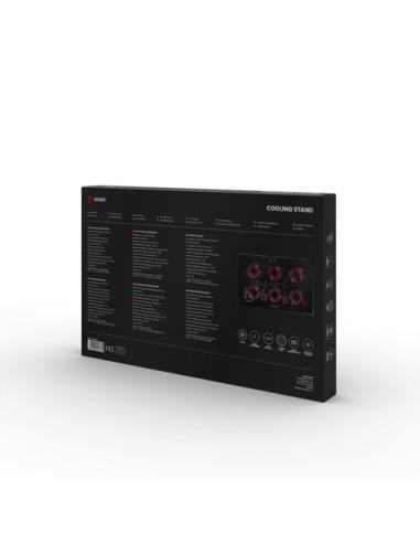 Savio Laptop cooling pad 6 backlit fans 2000 RPM COS-01 almohadilla fría 43,9 cm (17.3") Negro, Rojo