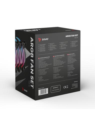 Savio FAN-01 4-pack 120mm ARGB fan including controller and remote control Carcasa del ordenador Ventilador 12 cm Negro 4 pieza(