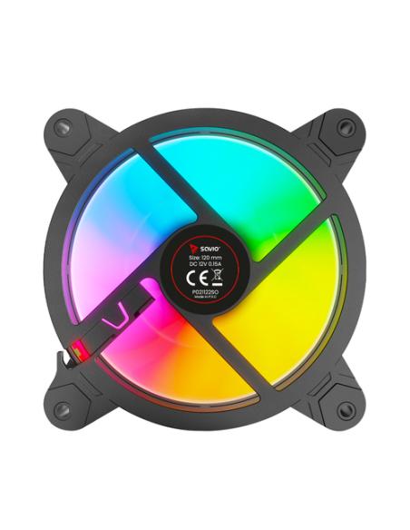 Savio FAN-01 4-pack 120mm ARGB fan including controller and remote control Carcasa del ordenador Ventilador 12 cm Negro 4 pieza(