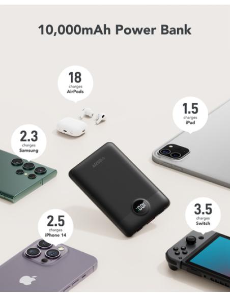 VEGER C11 VG-W1170 PowerBank 10000mAh smallest PD20W with cables bulit-in