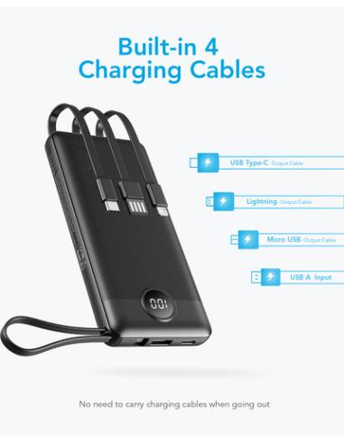 VEGER C10 VG-W1116 PowerBank 10000mAh with cables bulit-in