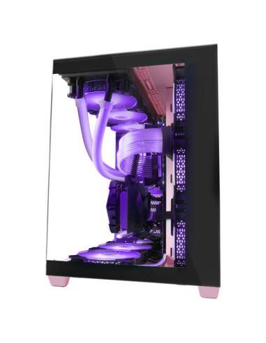 Mars Gaming MCV4 Rosa, Torre Gaming Custom XXL E-ATX, Ventana Cristal Templado Lateral y Frontal Sin Marco, Estructura Modular D