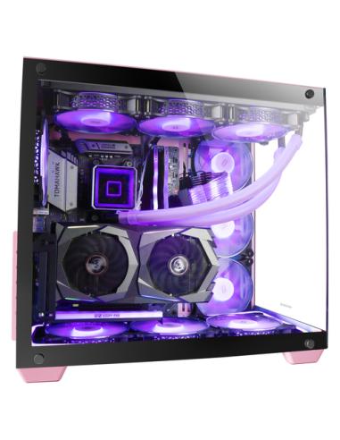 Mars Gaming MCV4 Rosa, Torre Gaming Custom XXL E-ATX, Ventana Cristal Templado Lateral y Frontal Sin Marco, Estructura Modular D