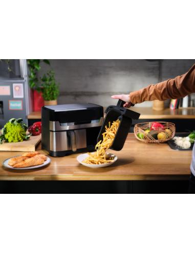 Tefal Dual Easy Fry & Grill EY905D Doble 8,3 L Independiente 2700 W Freidora de aire caliente Acero inoxidable